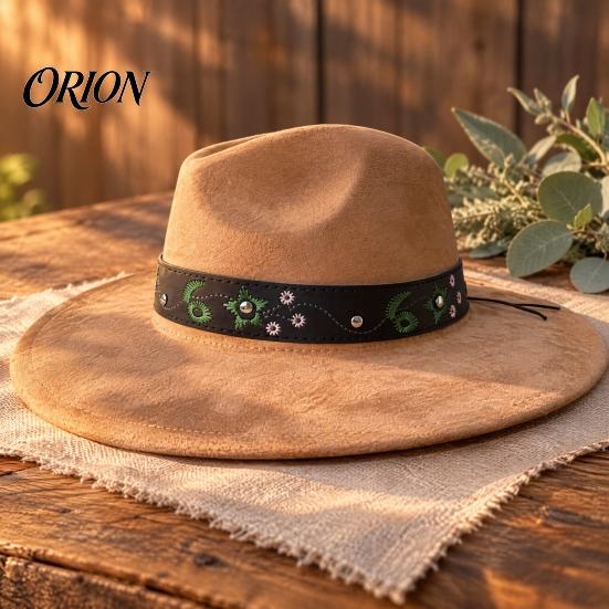 Cowboy Hat Band Ethnic Style Band, Durable PU Leather Embroidered DIY Decoration Strap, Adjustable Decorative Belt for Wide Brim Hats Vintage Strap