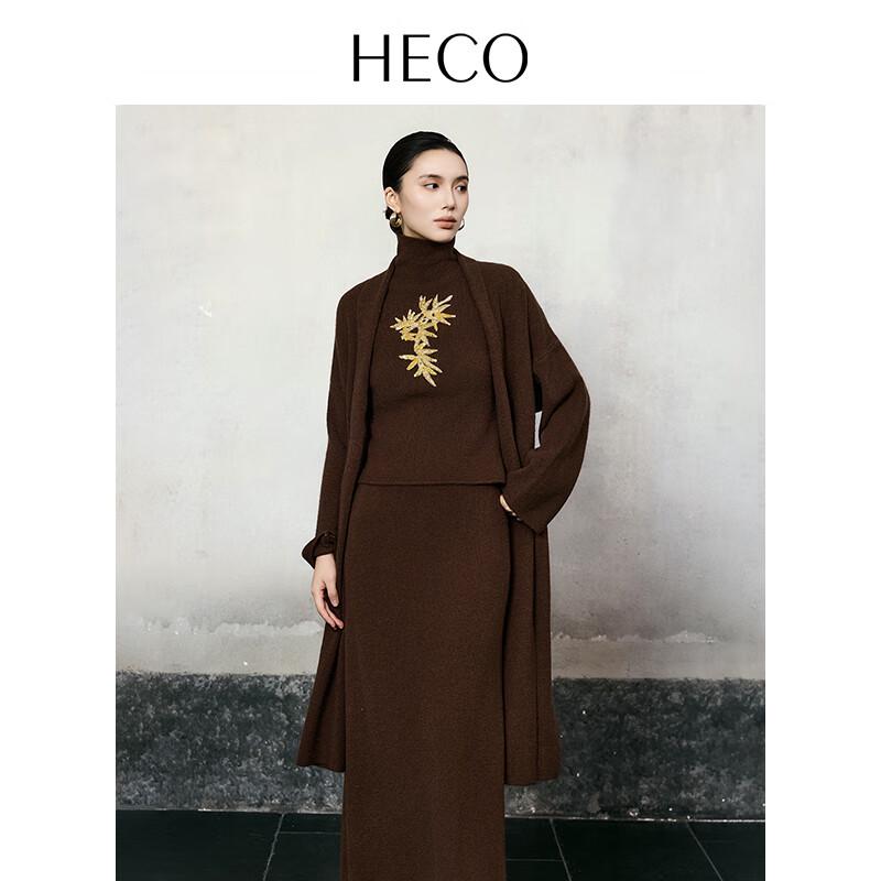 

Женский вязаный жилет без рукавов с высоким воротом и вышивкой HECO S