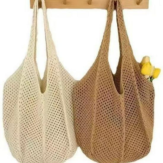 Women's Summer Knitted Multi-Functional Tote - Large Capacity Open Hollow Design