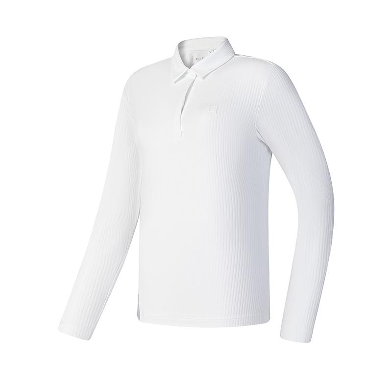 FILA Golf Series Simple Fashionable Versatile Knitted Long Sleeve Polo Shirt Women tops Jade-White A11W515207F-WT