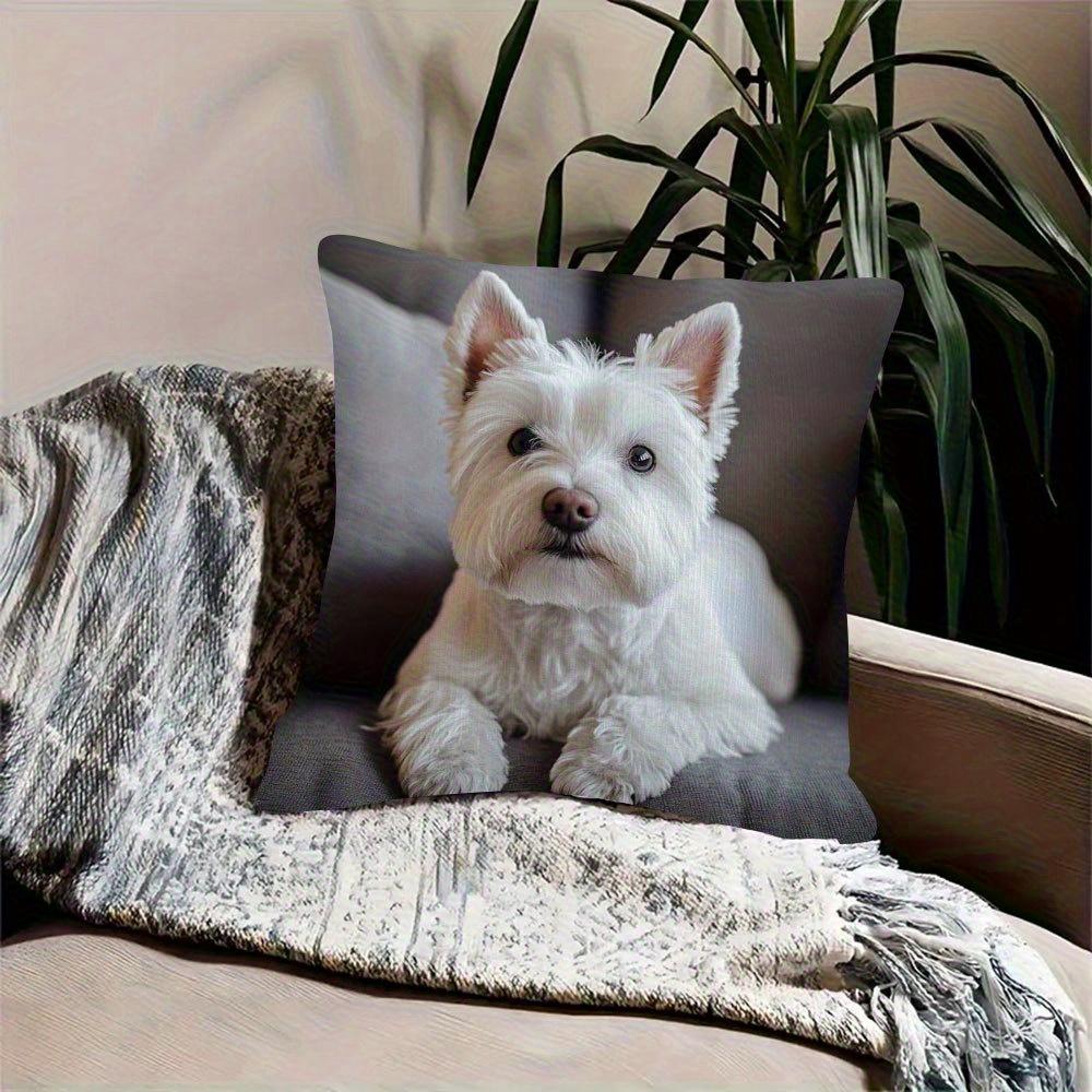 West Highland White Terrier Dekokissenbezug, Verspieltes Hunde-Muster Kissenhülle für Sofa Wohnzimmer Heimdekoration