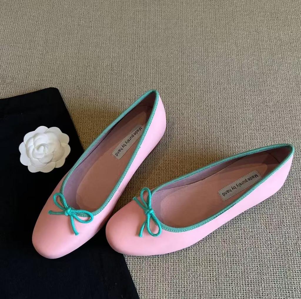Ballet Shoes French Bow Silver Women 2025 New One-pedal Grandma Shoes Round Head Light Mouth Flat Sole Single Shoes Women