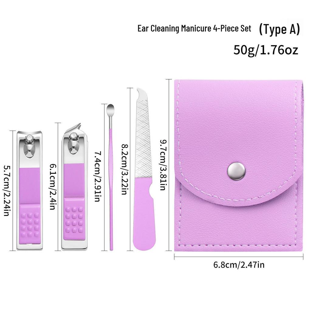 Nail Clipper & Angled File Set with Ear Pick - Manicure Tools for Women