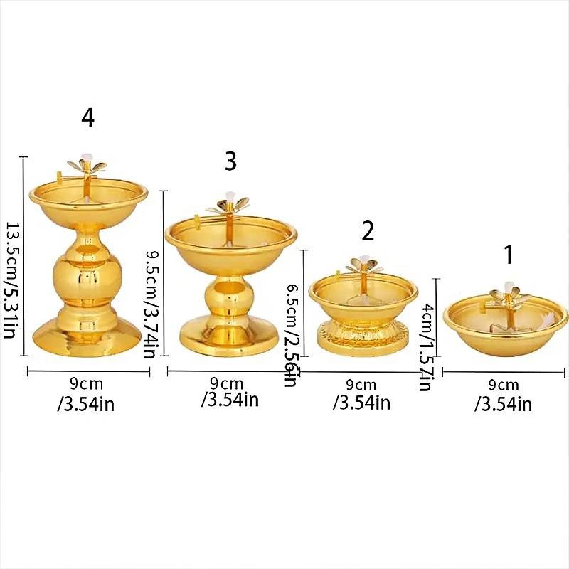 1PC Öllampe Ölschale Ornamente Buddhistische Lieferungen Vintage Golden Elegante Legierung hochbeinige Ghee Lampenfassung
