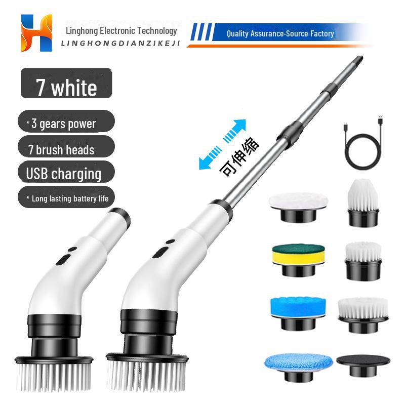 Expandable Long-Handle Electric Cleaning Brush for Kitchen, Bathroom, and Toilet