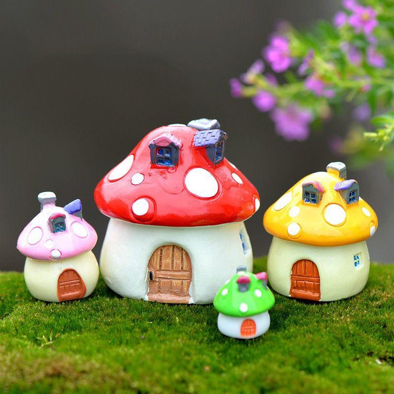 Diy Resin Mushroom House Castle Garden Craft Decor Miniature Micro Art Landscape