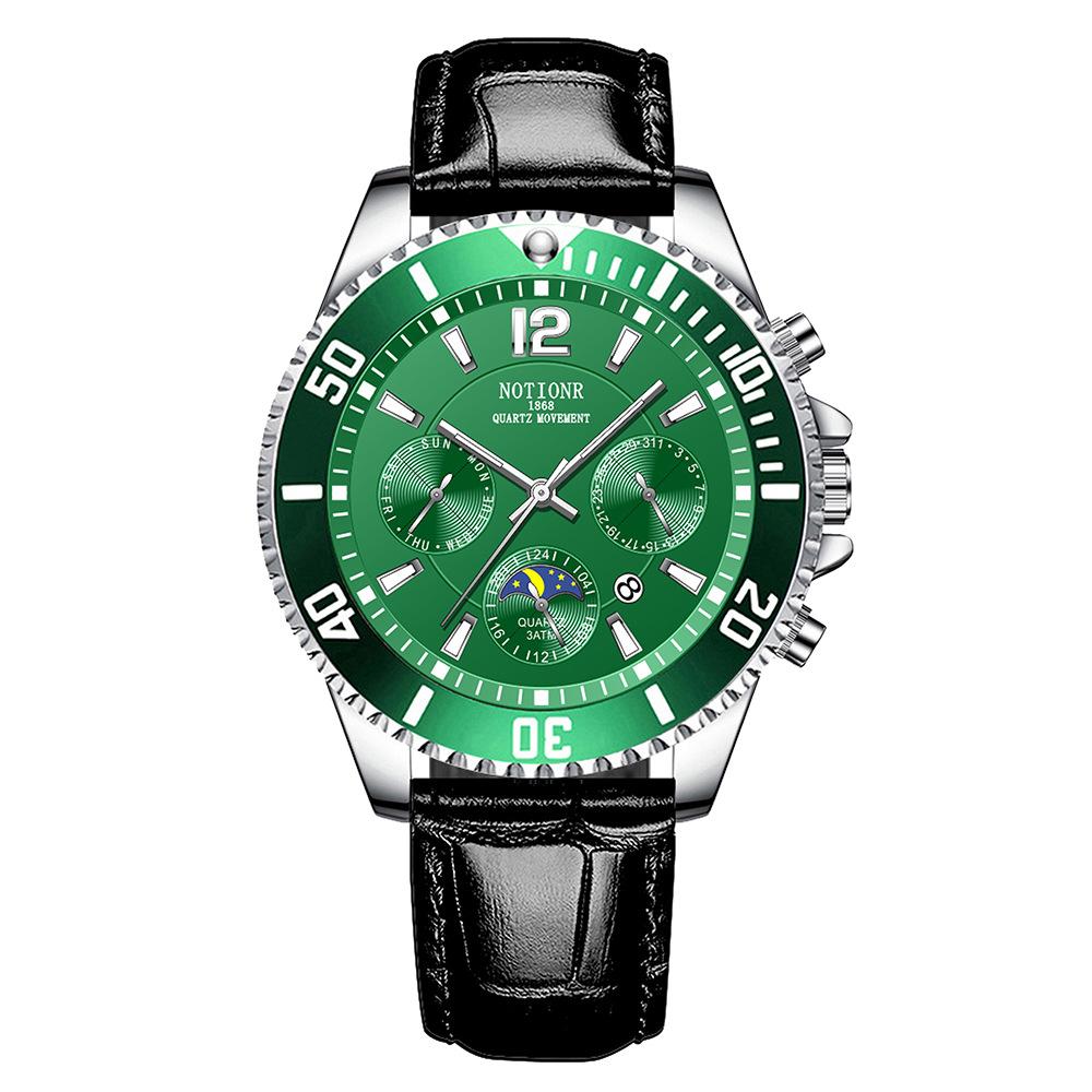 

Модний діловий чоловічий годинник Повсякденний чоловічий годинник Великий цифровий годинник Розкішний чоловічий годинник Кварцовий годинник Шкіряний ремінець зелений