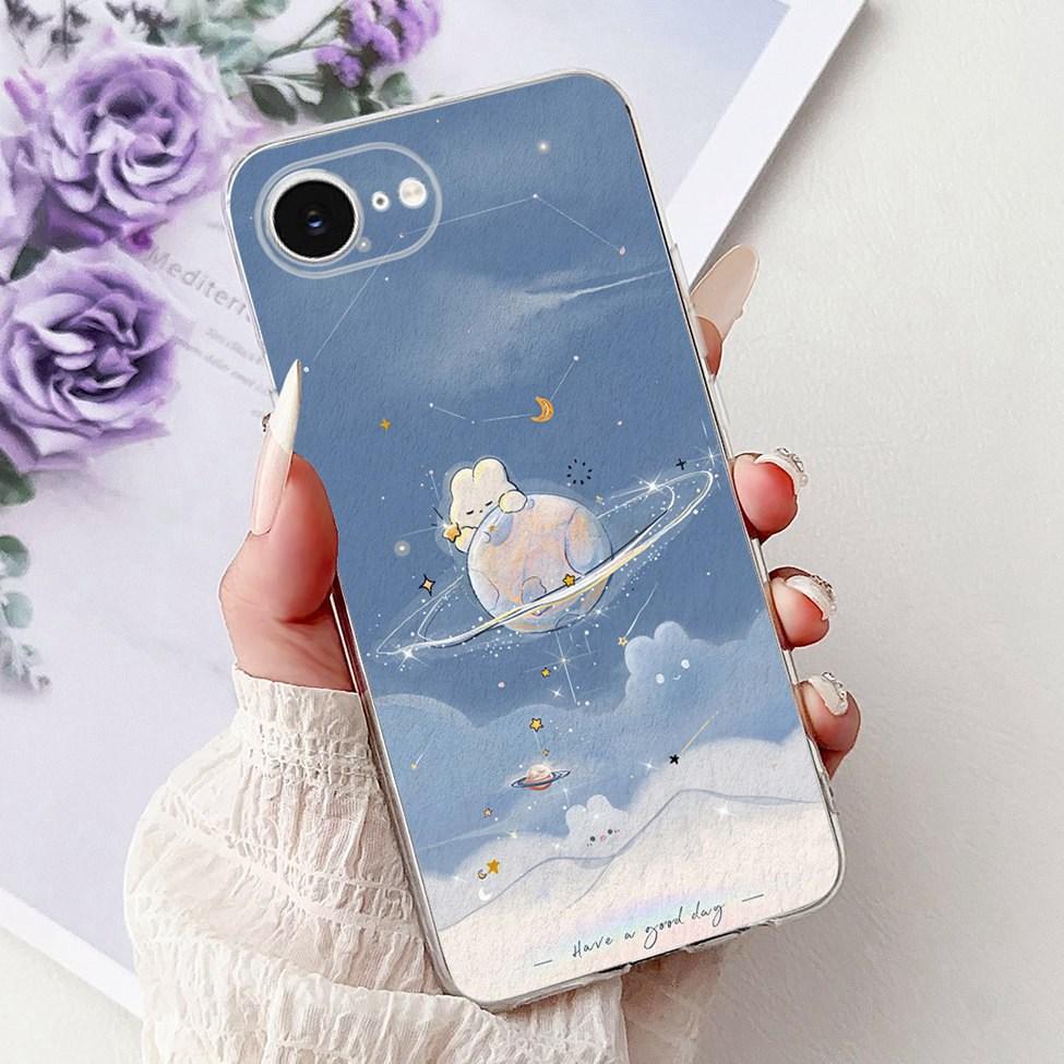 Clear For iPhone 16e A3212 A3409 A3410 A3408 Cover For iPhone 16e Case Fashion Luxury Flowers Cute Funny Painted Soft Bumper