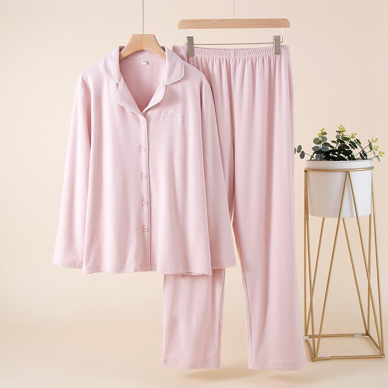 Herbstlicher Damen-Pyjama aus deutschem Samt: Langärmlig, Lange Hose, Draußen tragen, Warm, Weich, Hoher Komfort