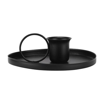Portacandele Retro Metallo Ferro Battuto Candelabro Supporto Ornamento Decorazione CasaNero