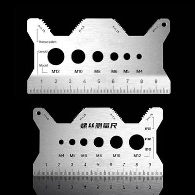 Screw Gauge Bolt Identifier Sizer Stainless Steel Double-Sided Multipurpose Screw Measuring Tool for Electronics Woodworking