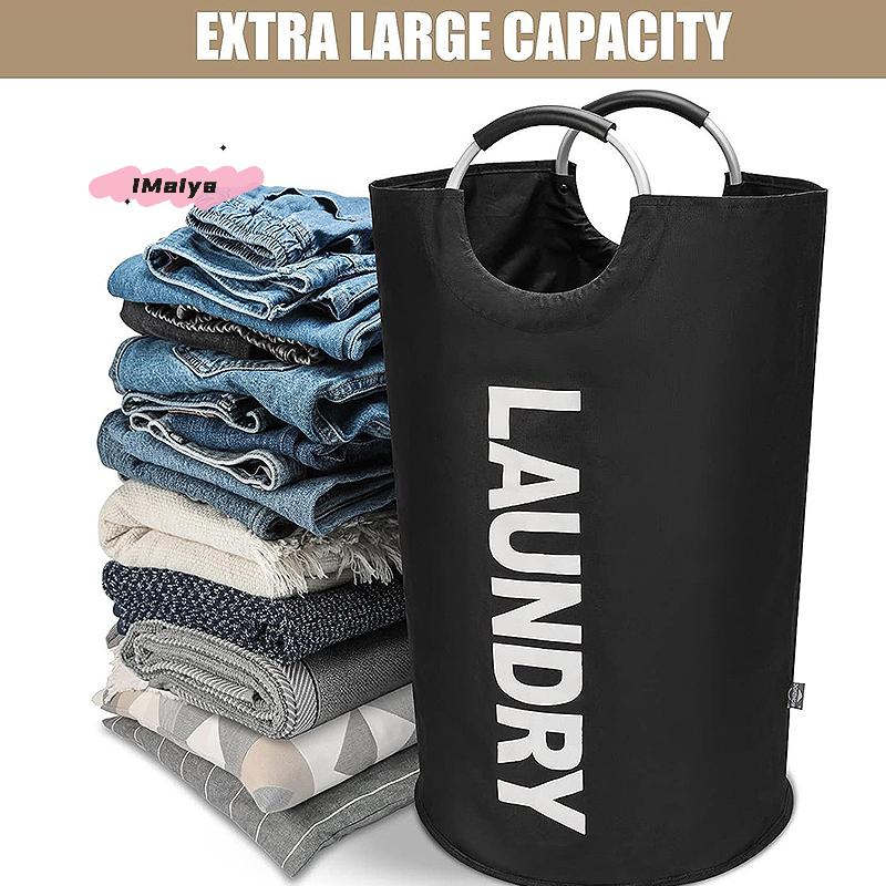 M-1Pc 90L Super Large Foldable Laundry Basket Waterproof Oxford Fabric Dirty Clothes Storage Bag for Travel Portable And Durable