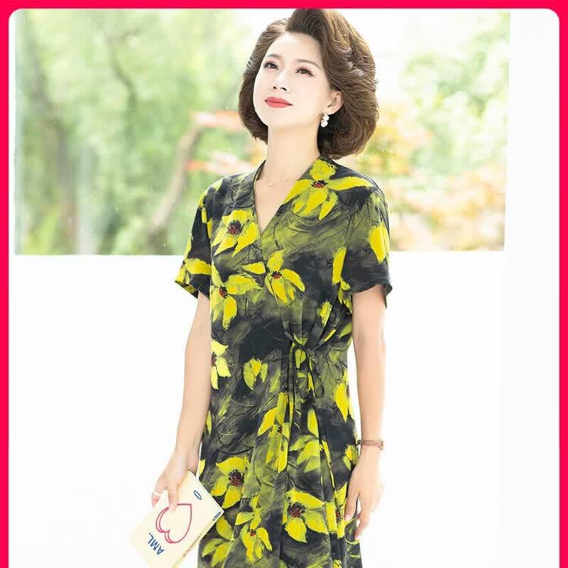 

Women s Floral Cheongsam Style Midi Dress XL