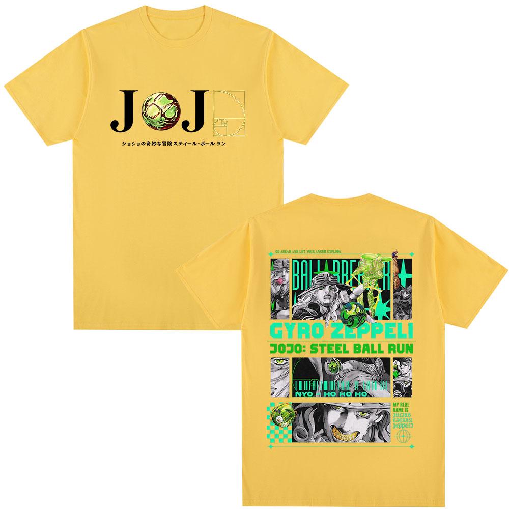 Anime JoJo Bizarre Adventure STEEL BALL RUN Gyro Zeppeli T Shirts Unisex Casual Harajuku Cotton Short Sleeves Tshirt Streetwear