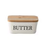 High-quality Ceramic Butter Box with Round Wooden Covers Porcelain Butter Holder  Household