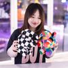 Anime Kleurrijk De Olifant Figuur Knuffel Schattige Cartoon Geruite Olifant Knuffels Speelgoed Kamerdecoratie Kinderen Cadeau