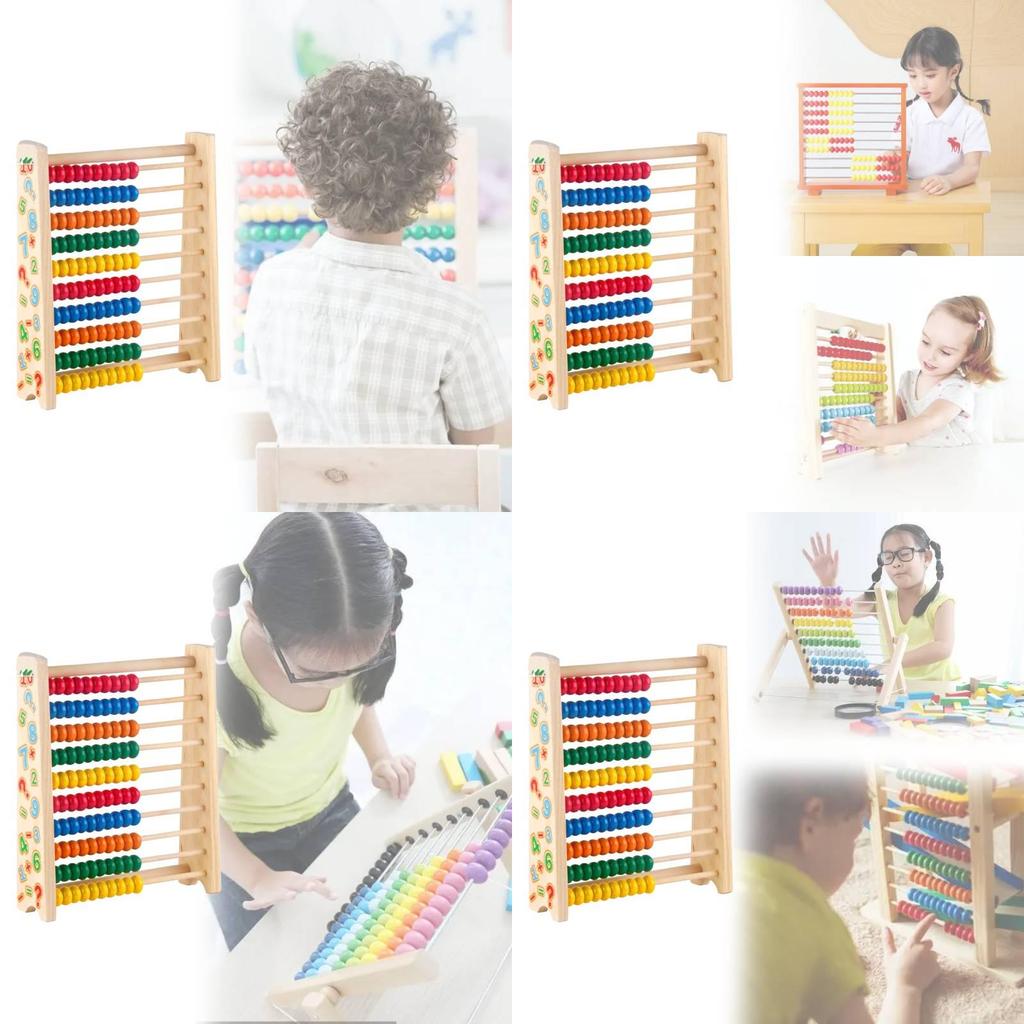 Cadre d'Abaque en Bois pour l'Éducation Précoce des Enfants avec Comptage à Dix Niveaux pour l'Apprentissage des Mathématiques et le Développement des Compétences
