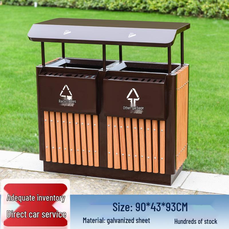 Stainless Steel Outdoor Park & Community Sorting Trash Can