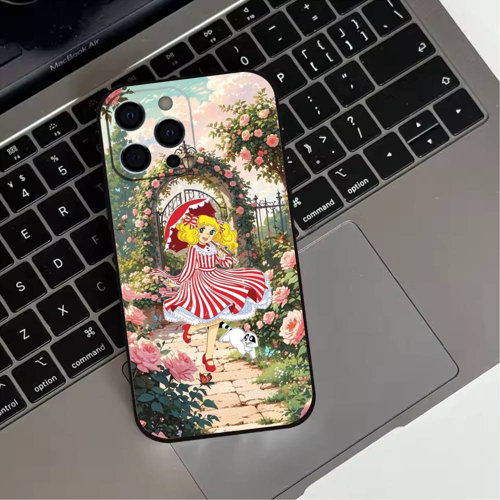 Anime Candy Candy Phone Case For iPhone 17,16,15,14,13,12,11 Plus,Pro Max,XS,Soft Silicone Black Cover