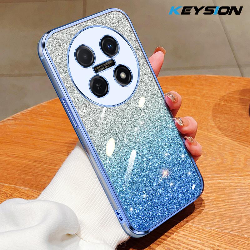 KEYSION Luxury Plating Glitter Phone Case for Huawei nova 13i 12i Transparent Soft TPU Shockproof Back Cover for Huawei nova 12i 13i
