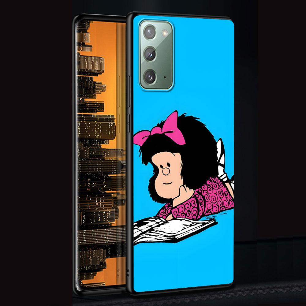 Cartoon Cute Mafalda Case for Samsung Galaxy Note 20 Ultra 8 10 Lite 9 TPU Phone Cover Note 10 Plus Black Soft Shell Funda Capa