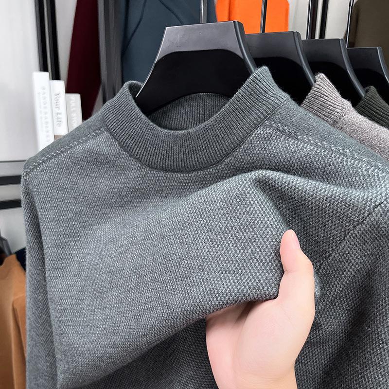 

Men s Thickened 500g Jacquard Knit Half-High Collar Anti-Pilling Sweater M (95-115 jin) світло-сірого кольору