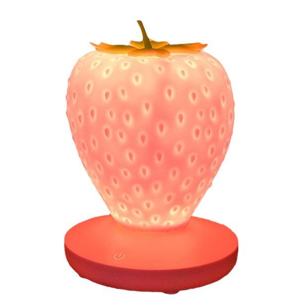 USB Rechargeable Strawberry LED Night Light - Silicone Eye Protection Bedside Lamp