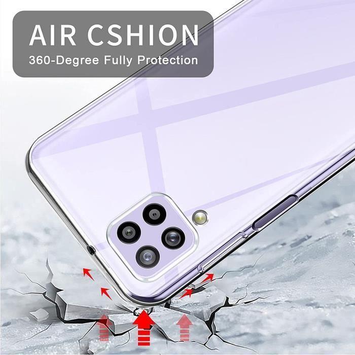 Coque en Silicone - BOOLING - pour Samsung Galaxy A22 - Transparent - 2 Verres Trempés - 2 Protections Caméra