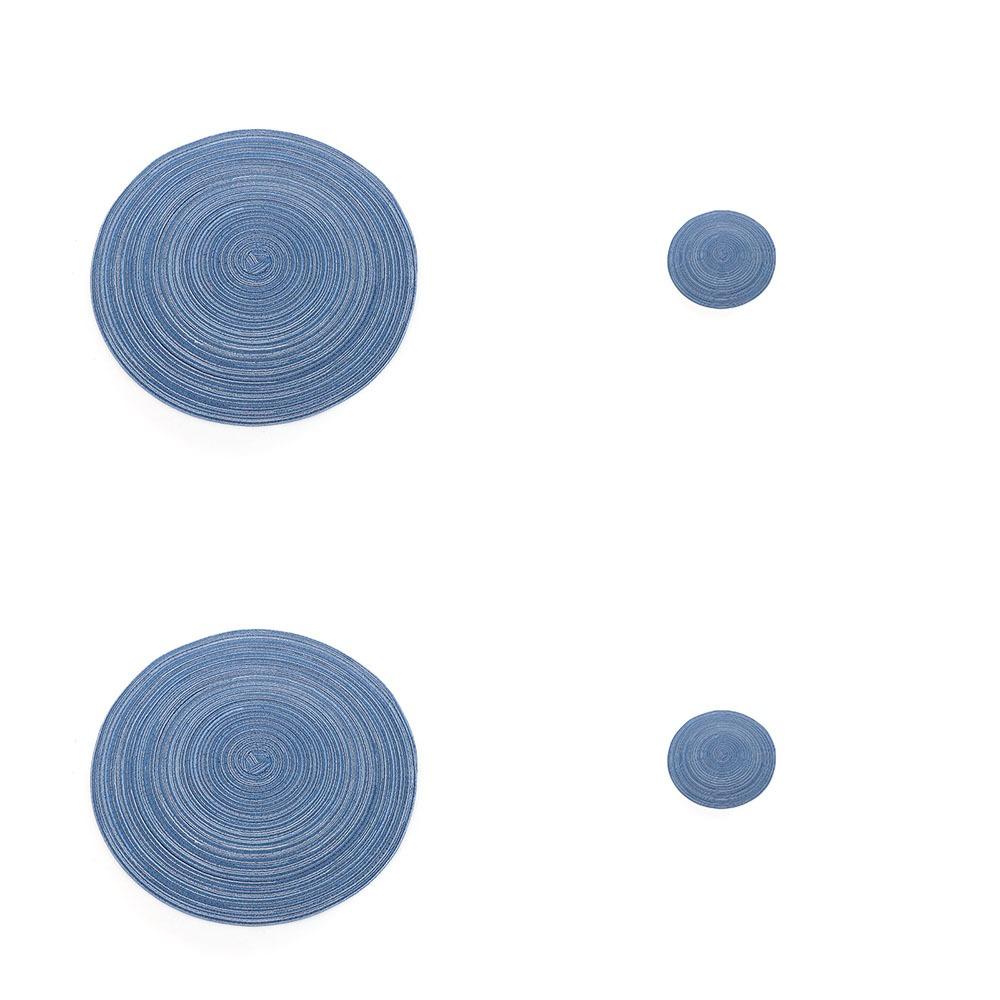 4pcs/Set Vintage Round Woven Placemats Heat Resistant Washable Braided Place Mats Non-Slip Dish Plate Pot Mat Dining Table