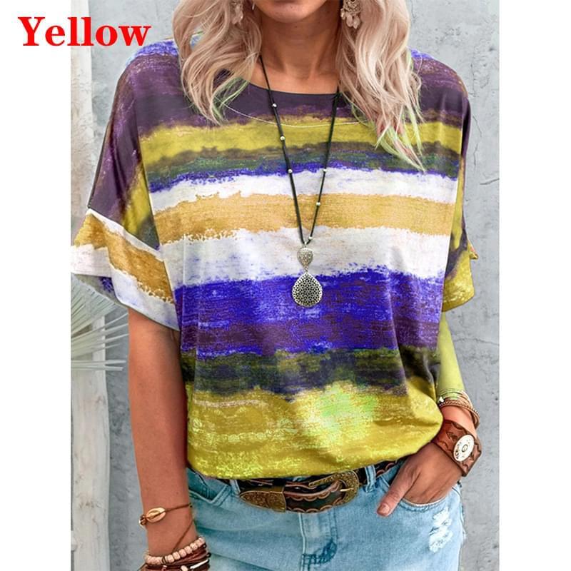 2024 Women Summer Fashion Short Sleeve Casual Round Neck Loose Cotton T-shirts