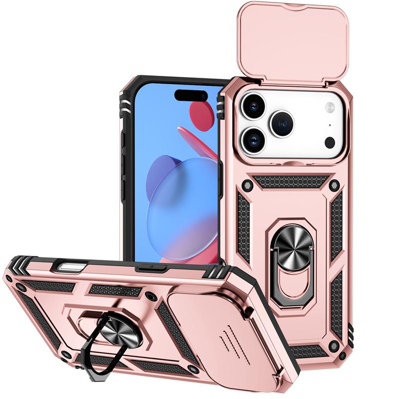 Armor Funda For iPhone 17 Pro Max Case Slide Camera Lens Protector Case For iPhone17 Pro Air 17Pro Max Magnetic Ring Stand Cover