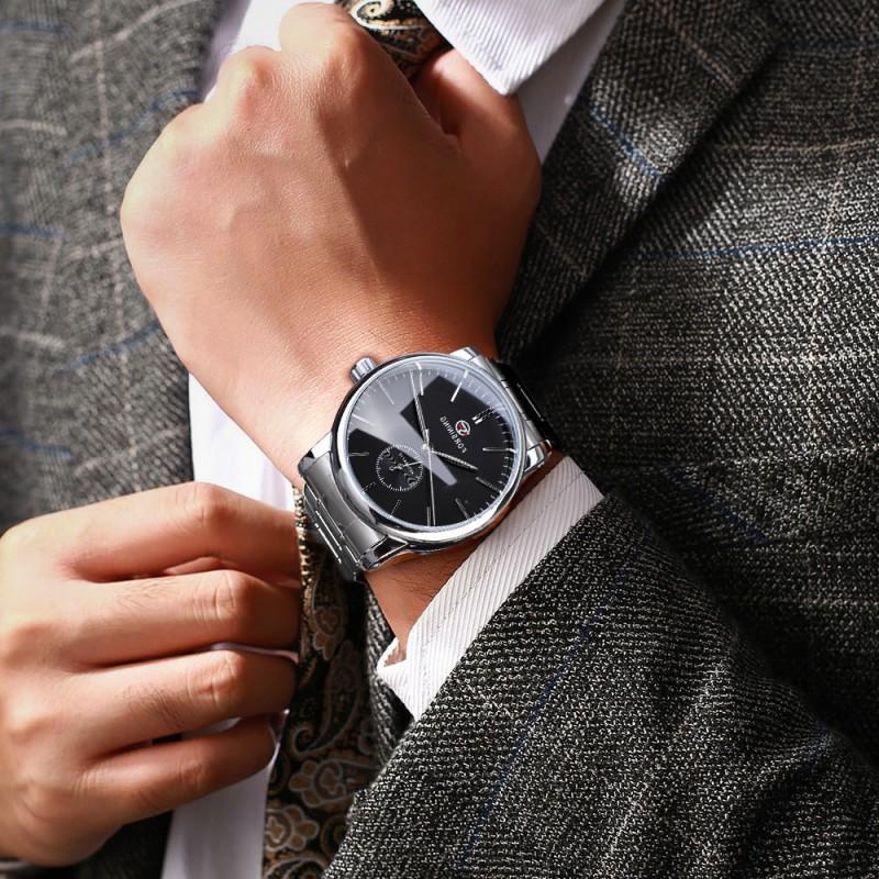 Mens Fashion Casual Automatic Mechanical Watch With Open Heart Design Rose Gold Case