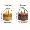 Hand Woven Foldable Bamboo Basket Round Vegetable Storage Basket Dessert Food Bag  Gift