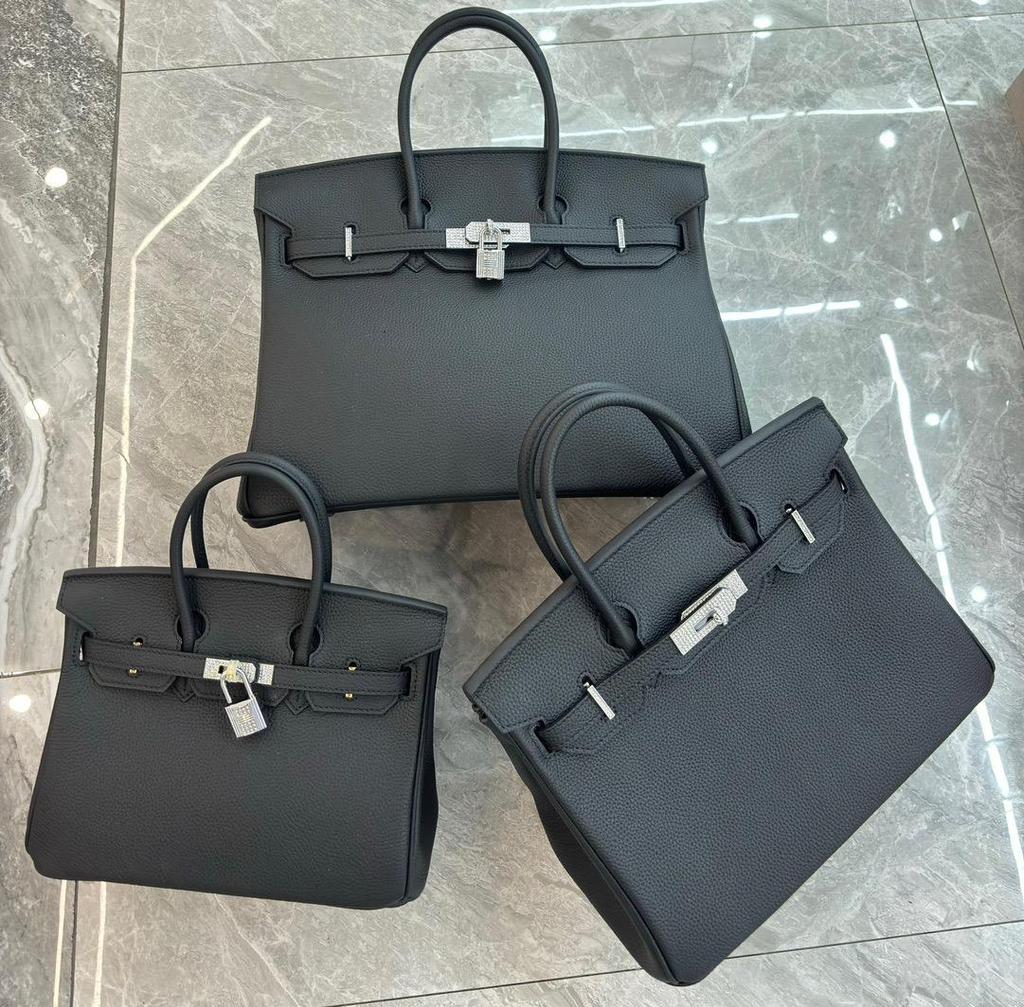 Large-capacity Litchi Pattern Togo Gold and Silver Diamond Genuine Leather Top-grain Cowhide Fashionable and Versatile Single-shoulder Handbag