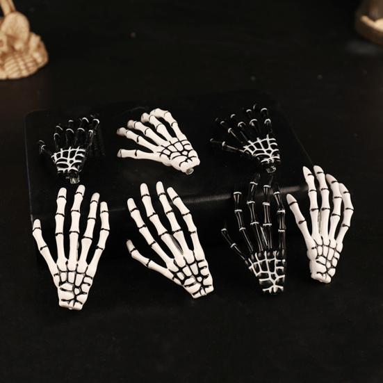 Xiaobudian 2Pcs Gothic Dark Style Hairpins, Hair Pins for Bangs, Skeleton Hand Bone Clips Halloween Cosplay Photography Props