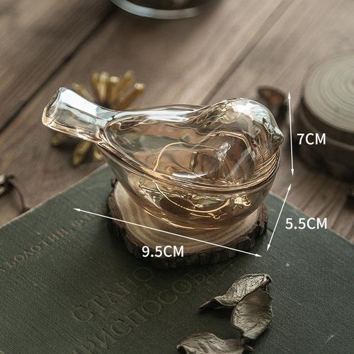 Jewelry Storage Box Vintage Amber Bird Glass Jar Earrings Stud Earrings Necklace Storage Jar Clear Glass Tank Home Decor Crafts