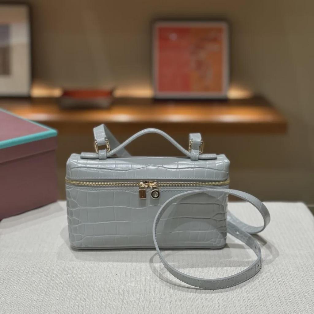 Geantă de umăr de lux din piele cu model crocodil și struț