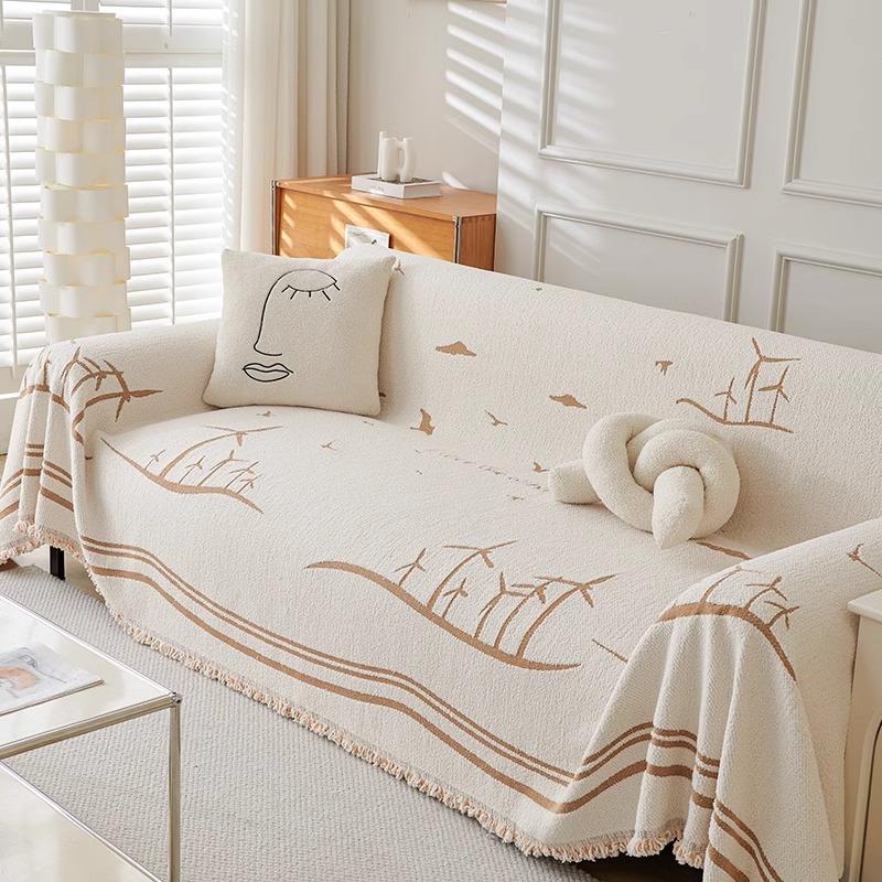 

Плюшевое полотенце для дивана в кремовом стиле, осеннее и зимнее утолщенное, не царапающееся, простая современная диванная подушка, универсальное полотенце для дивана 180*130cm