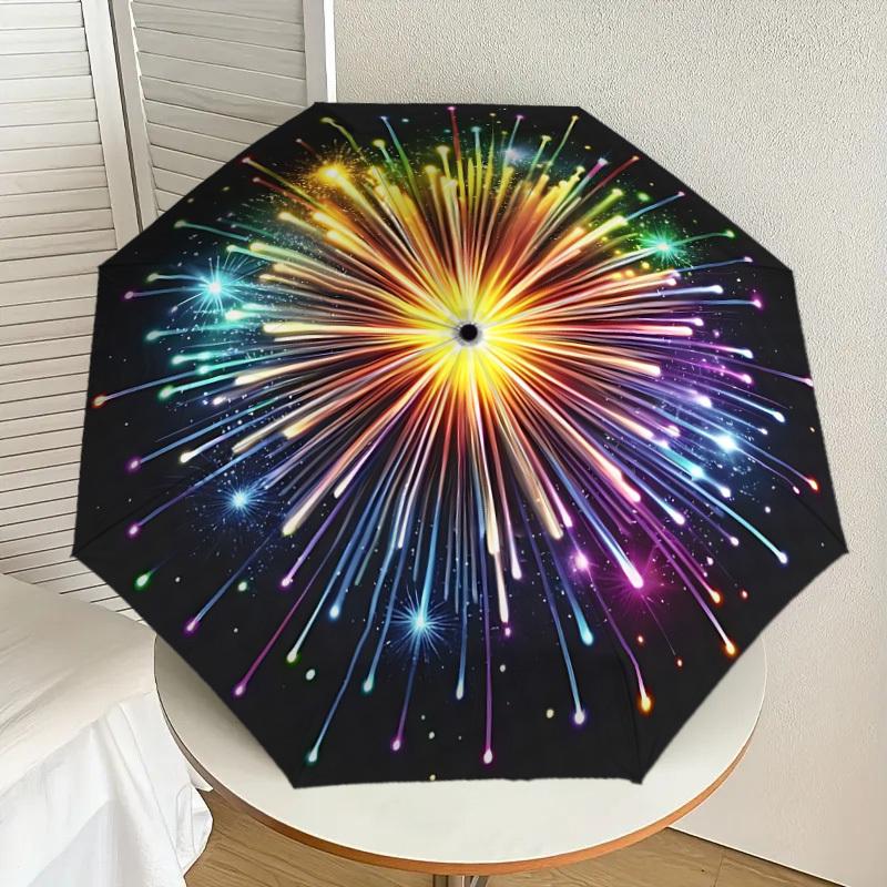 

1pc Fireworks, Celebration Automatic Folding Umbrella, Heavy-Duty 8-Rib Construction, Perfect for Everyday yy251114161