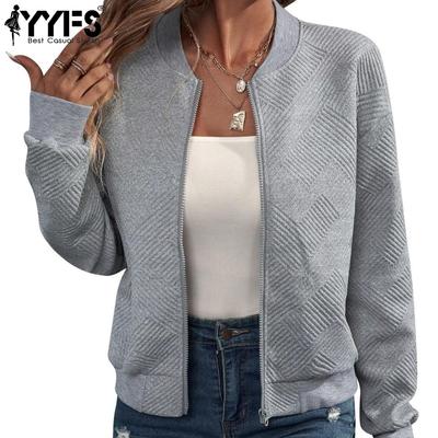 Women's Fashion Casual Fall Winter Solid Color Print Long Sleeve Jackets & Coats