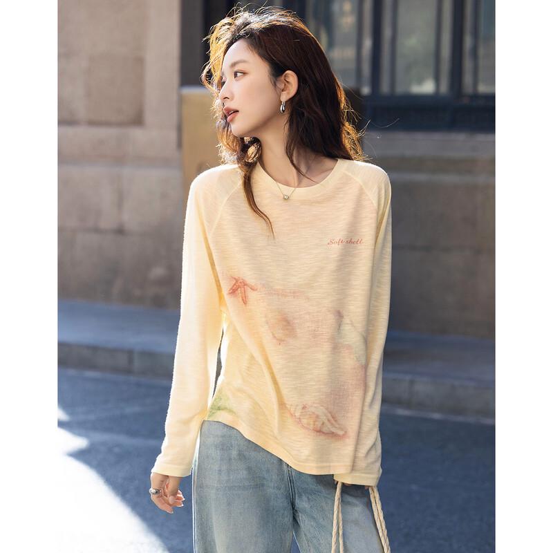 Demana Women's Printed Long Sleeve Round Neck T-Shirt