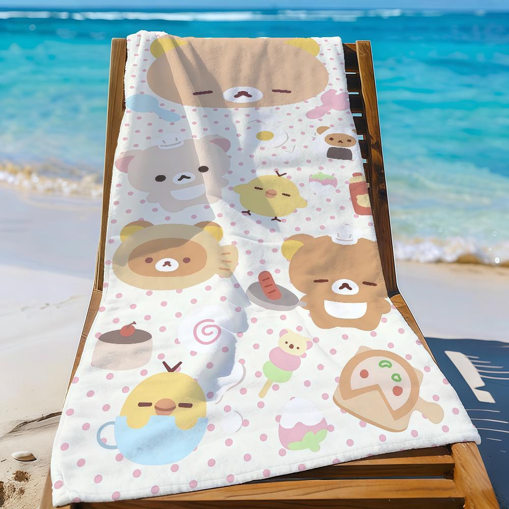 Cartoon Cute R-Rilakkuma-S Cute Towel Sports Quick Dry Travel Camping Gear Sandproof Soft Light Large Beach Towel