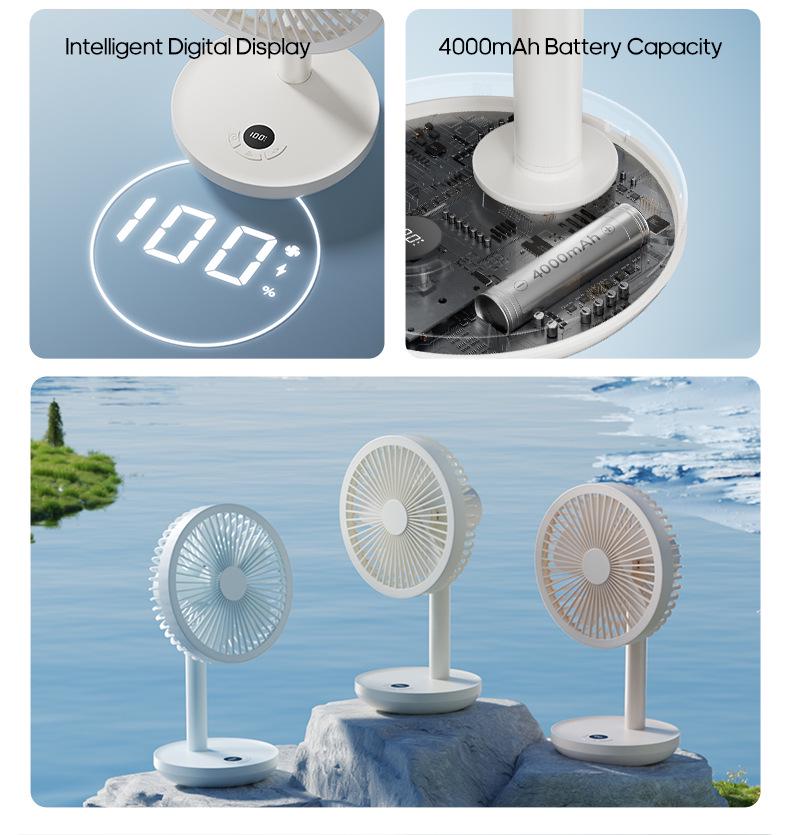 Multi-function Wireless Desktop Oscillating Electric Fan with Timer - High Power for Dormitory Use