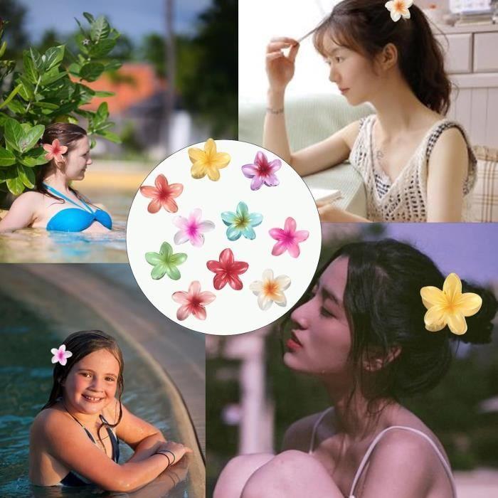 Pince à Cheveux - Fleur Hawaienne - 10 Pièces - Couleurs Vives - Design Élégant