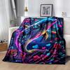 1pc Dolphin Printing Lightweight Flannel Blanket, Comfortable and Warm Blanket, for Camping Sofa Bed and Couch Office, Gift