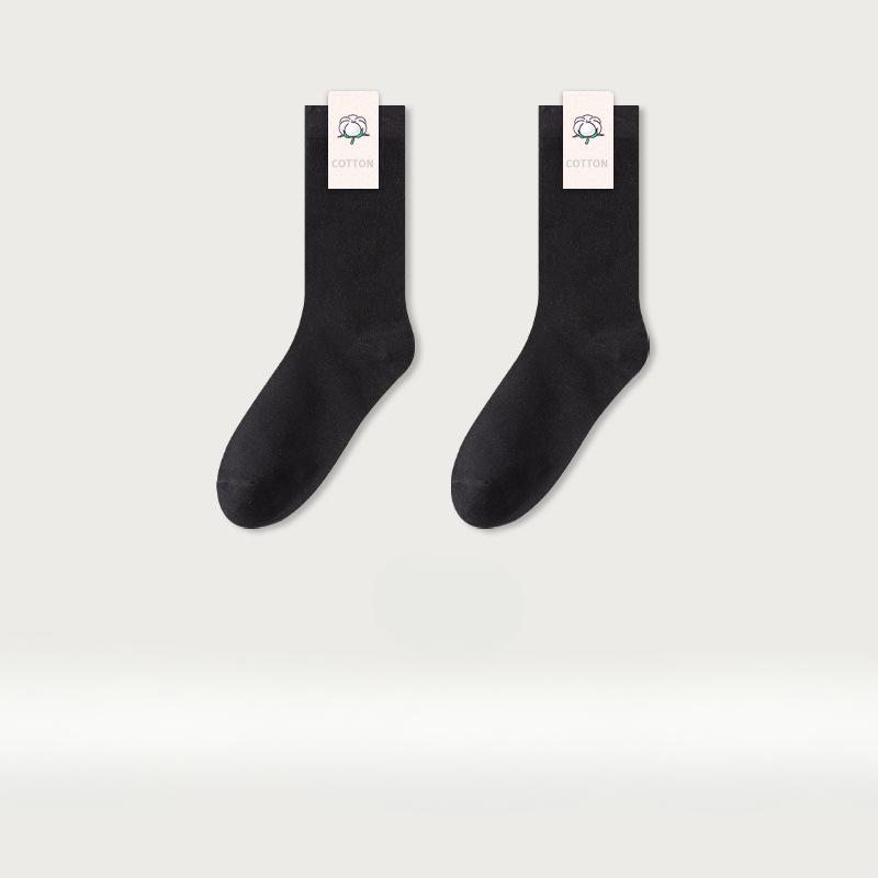 

Чистый хлопок, дышащие, впитывающие пот, осенние и зимние носки без ворса, хлопковые носки, носки средней длины для женщин One size чёрный