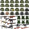 Military Building Blocks Solider Figures Toys Gifts Weapons Equipment Accessories USA Guns Printed Helmets Vests Mini Bricks MOC