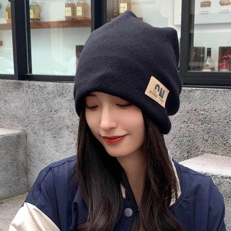 Pile Hat Women's Autumn and Winter Postpartum Confinement Hat Versatile Face Small Knitted Wool Warm Bag Head Cold Hat Ear Protection