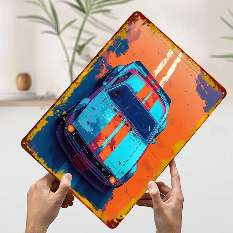 

Vintage Car on Road Printed Poster Customized Wall Art Retro Vintage Metal Tin Signs for Garage Bedroom Decoration Room Man Cave 7.9x11.8In(20x30cm)