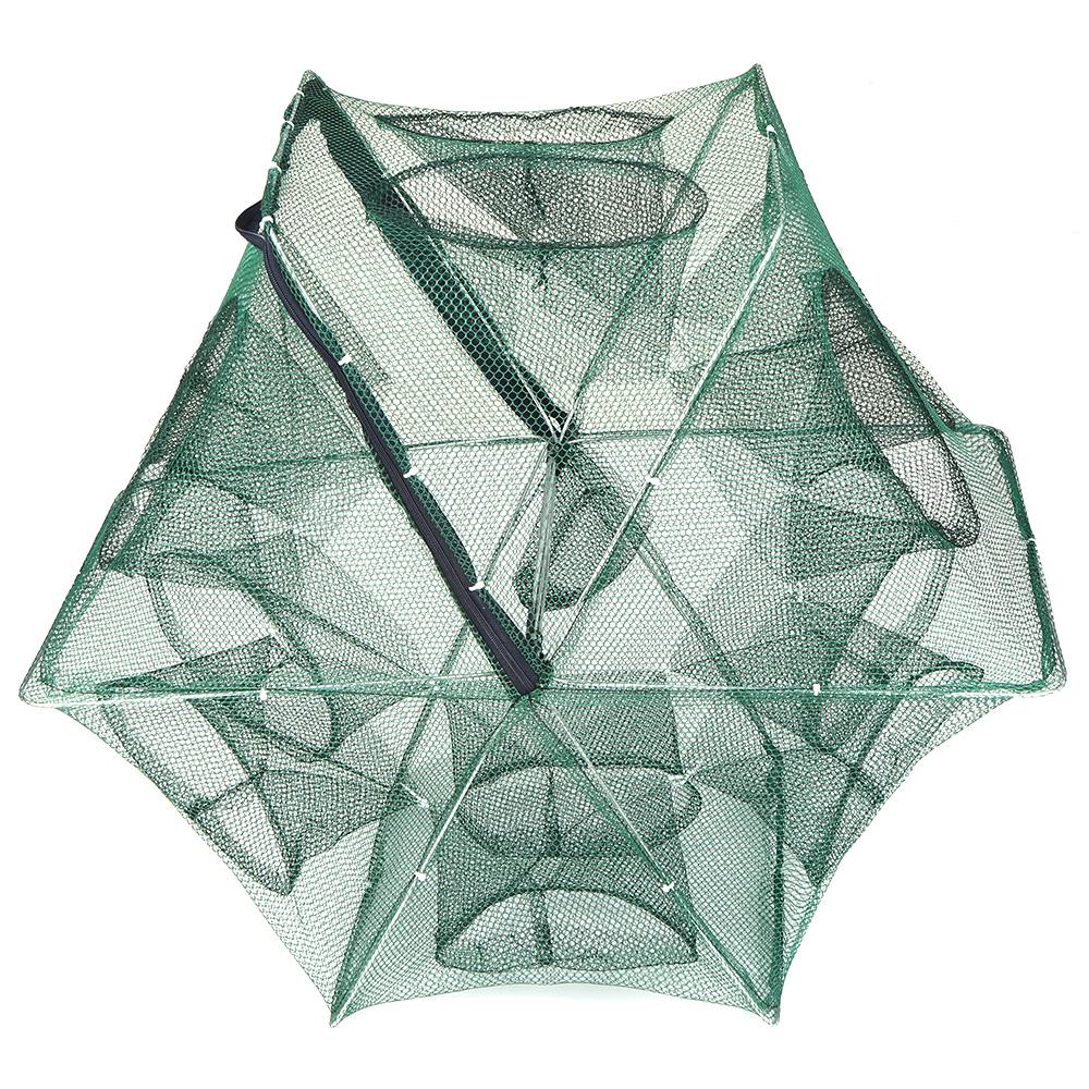 Foldable Fishing Net   6 Hole Fishing Net Shrimp Cage Trap Minnow Crab Baits Mesh Trap Net